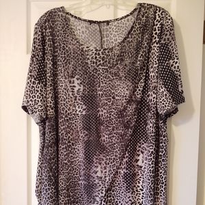 Animal Print Handkerchief Hem Tunic Size 3x